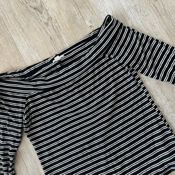 Womens Halogen Black/White Stripe Top - L - Picture 2 of 6
